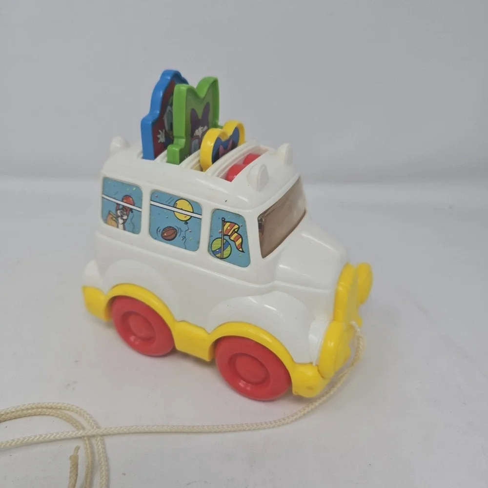 MICKEY MOUSE PULL STRING CAR Toy Minnie Donald Pop Up DISNEY Vintage